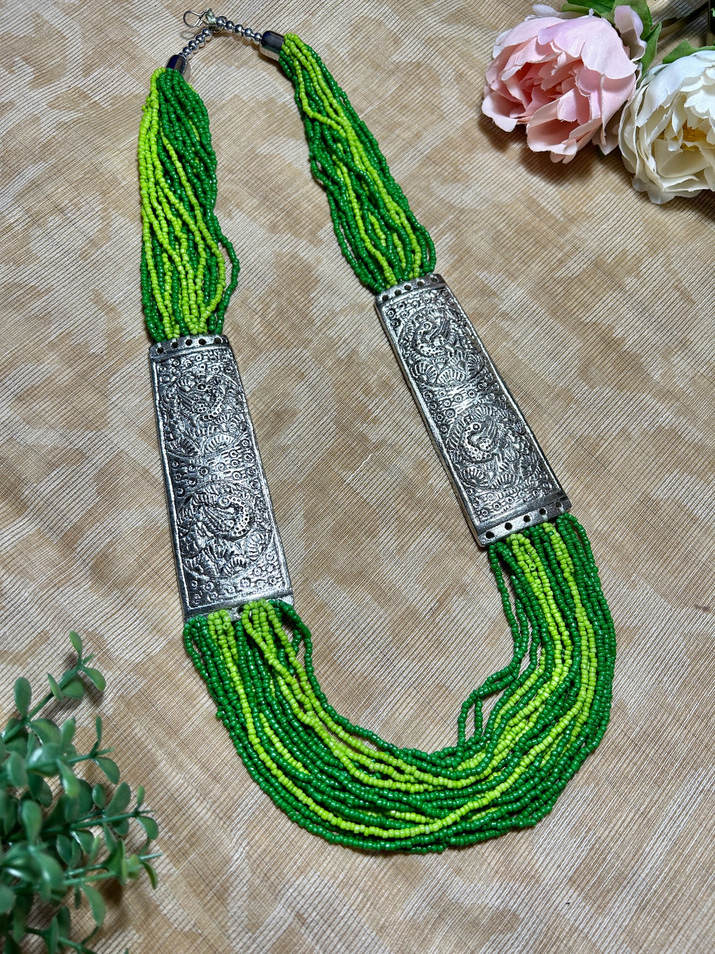 Anaya Dual Green Multi Layered Necklace