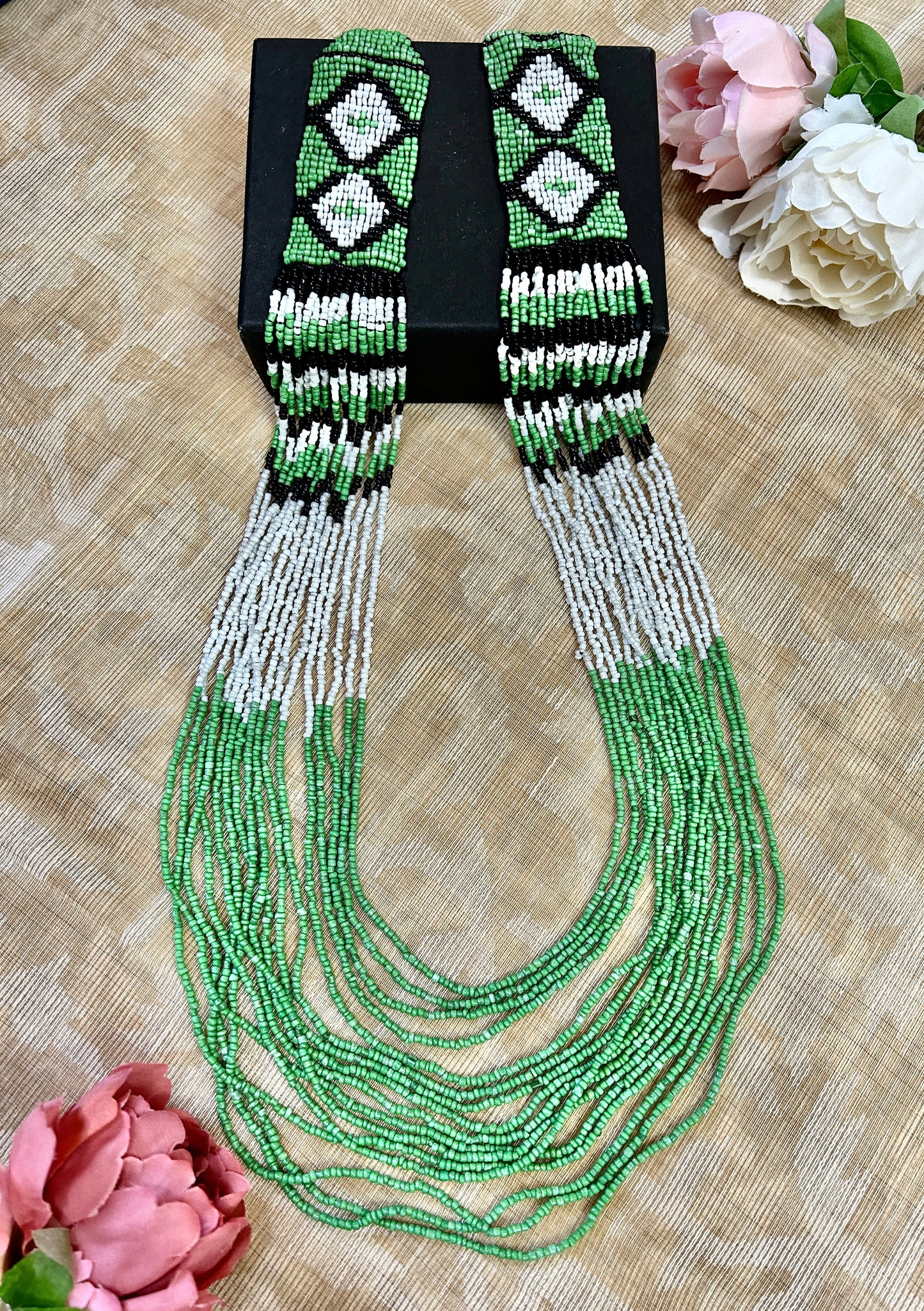 Meh Mint Green, White Beads Layered Necklace