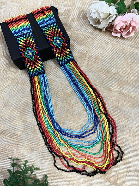 Meh Multicolour Seed Beads Layered Necklace