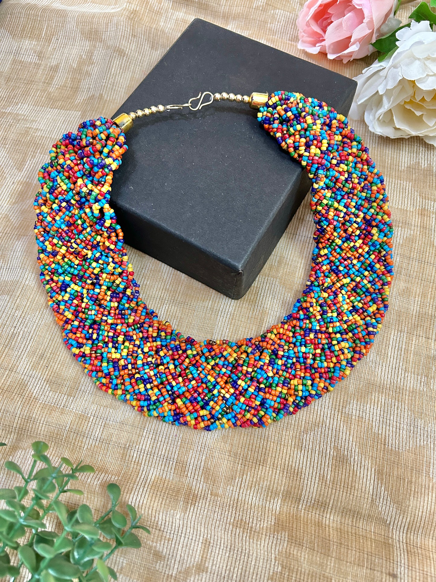 Meher Multicolour Seed Bead Band Style Necklace