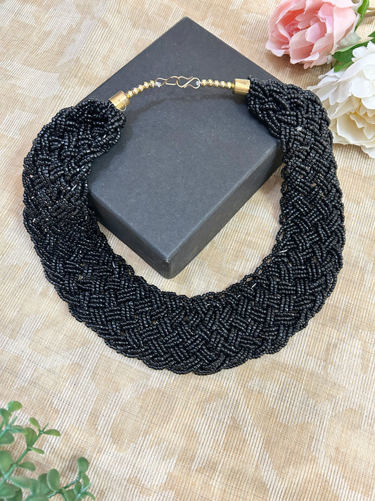 Meher Black Seed Bead Band Necklace