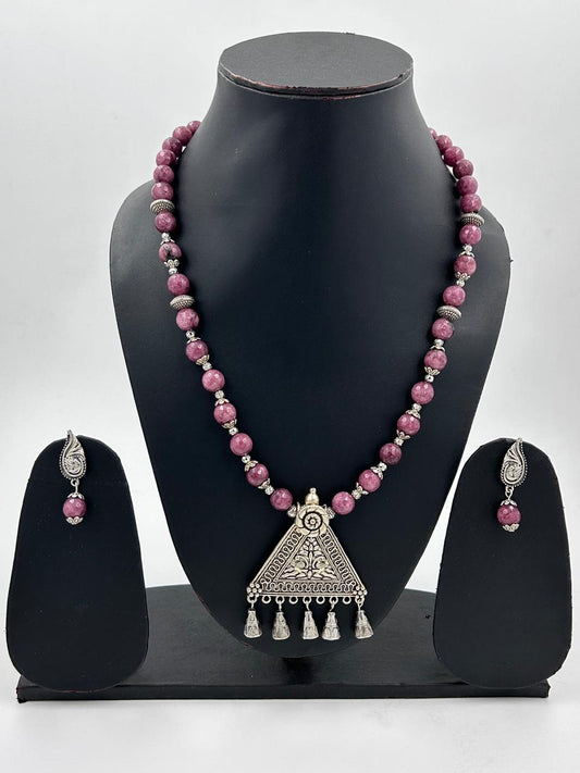 Primerose Pink Agate Necklace Set