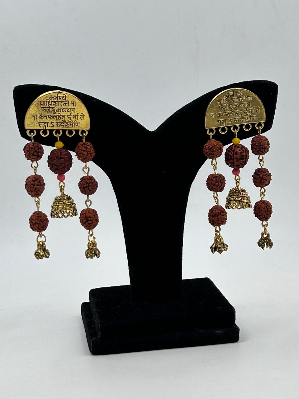 Aaradya Rudraksha Oxidised Earrings