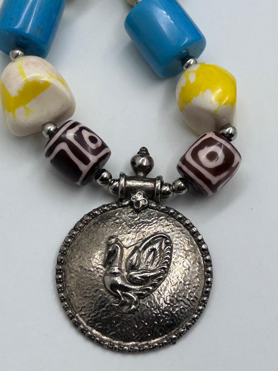 Tashi Multicolor Oxidised Tribal Necklace