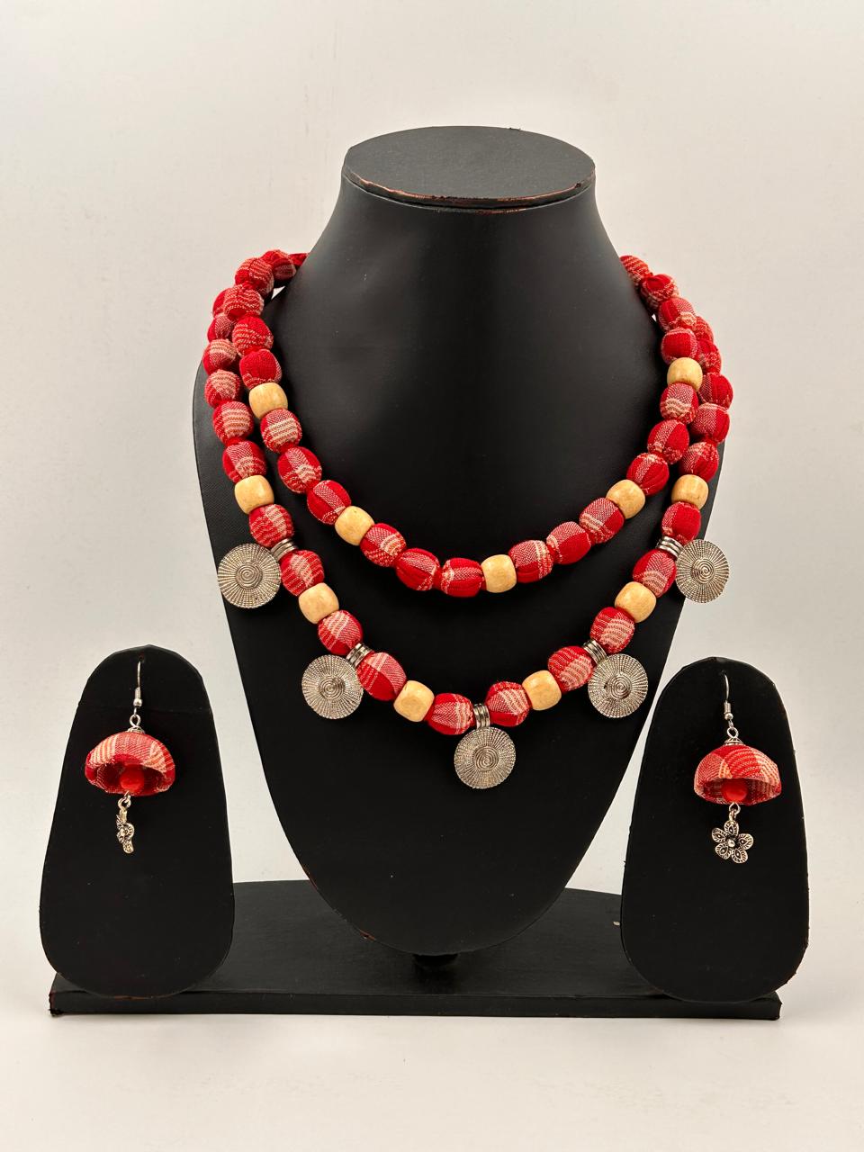 Tribal Touch Red Gamcha Necklace Set