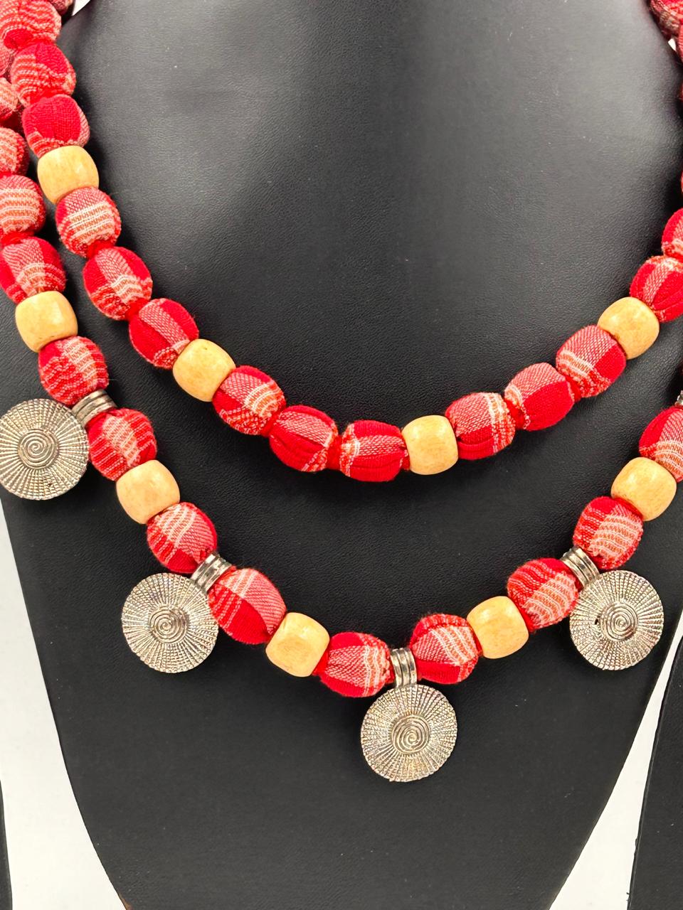 Tribal Touch Red Gamcha Necklace Set