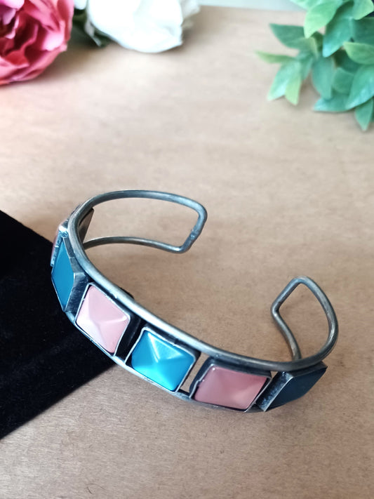 Piyu Pink and Blue Black Polished Kada